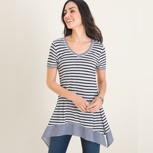 Chico’s Zenergy Striped Woven Trim Tee
